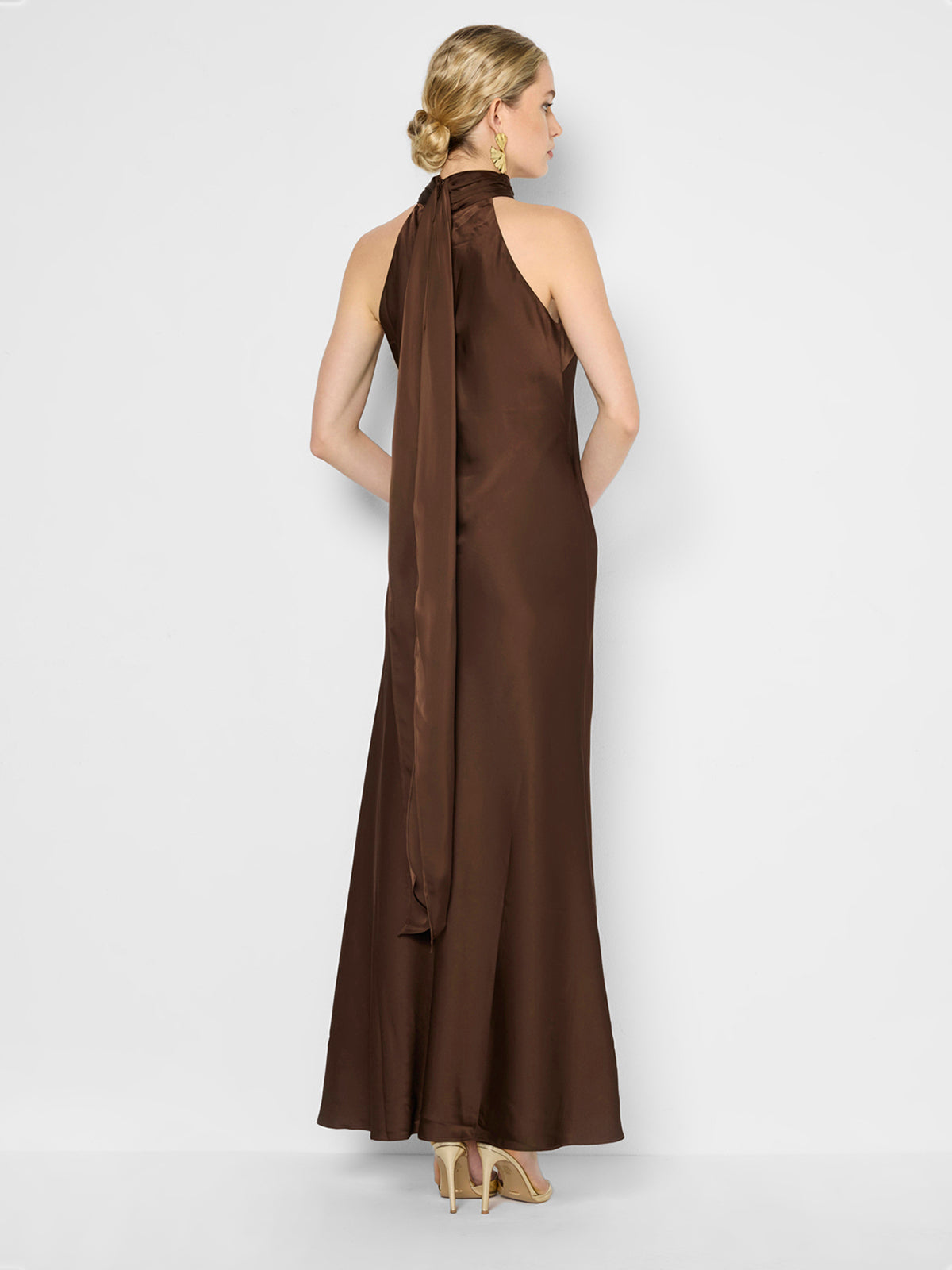 Azalea Chocolate Satin Maxi Dress