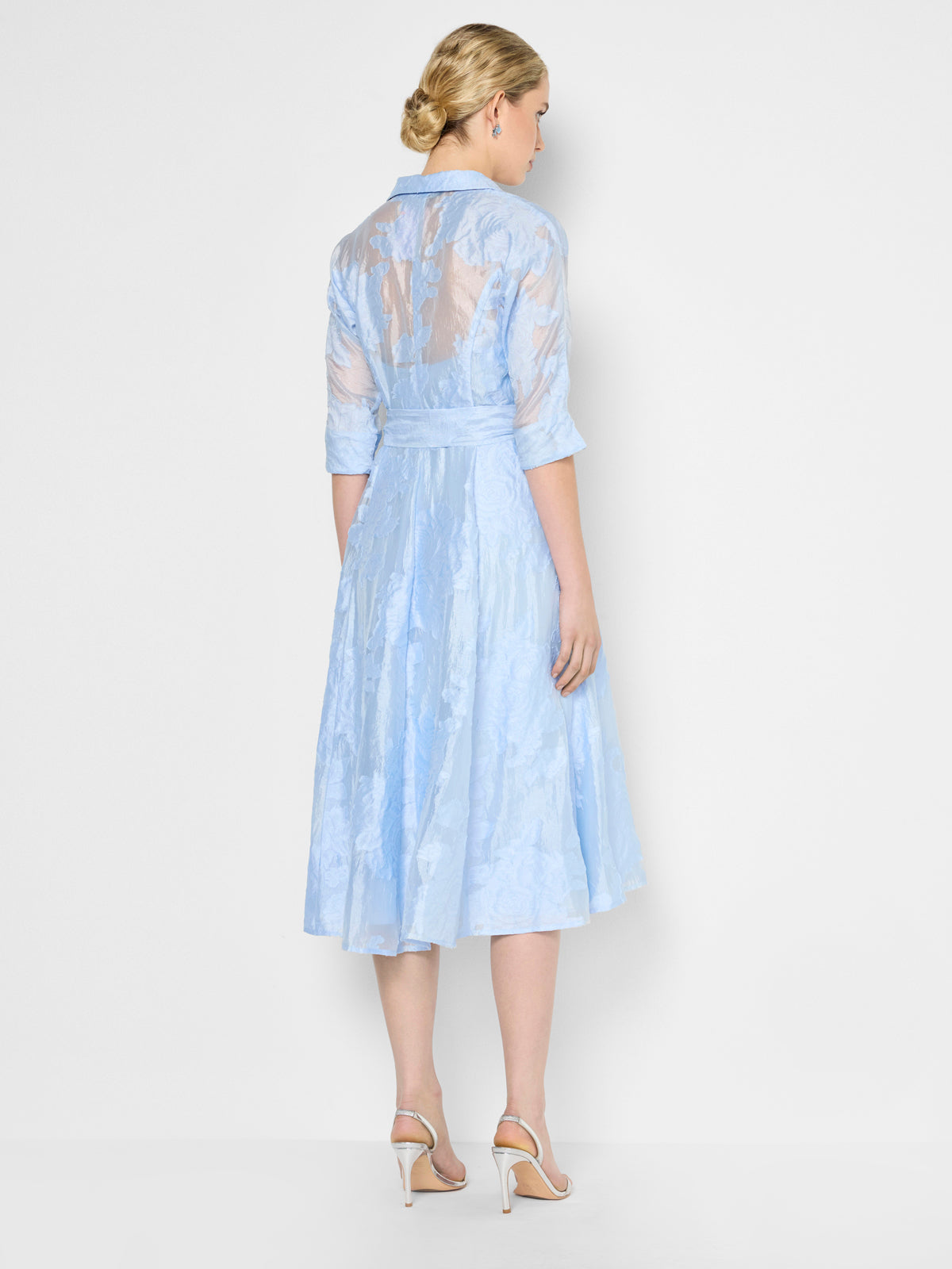 Maeve Sky Blue Jacquard Shirt Dress