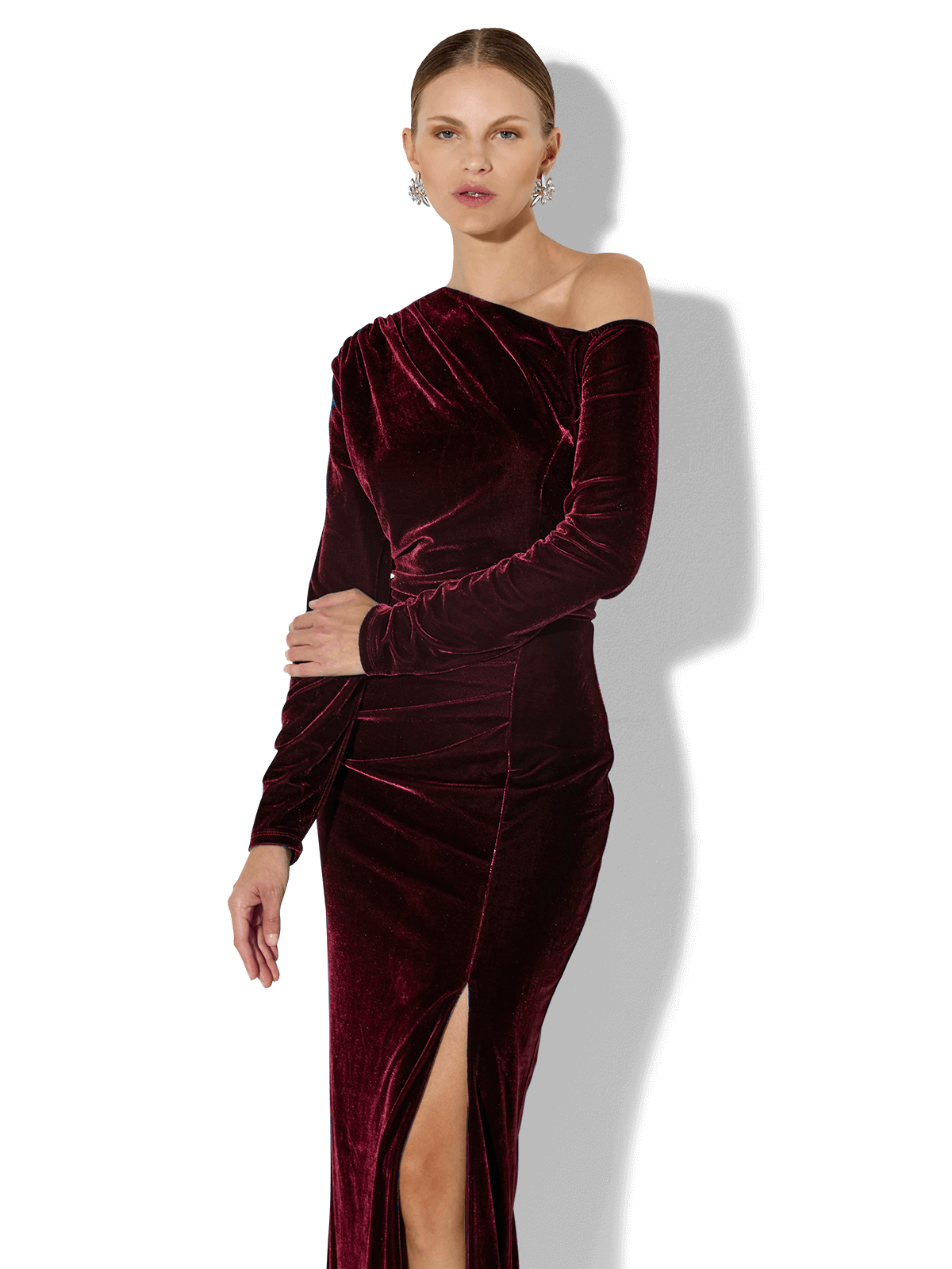 Alissa Merlot Velour Cocktail Dress - Montique Clothing Alissa Merlot Velour Cocktail Dress - Montique Clothing