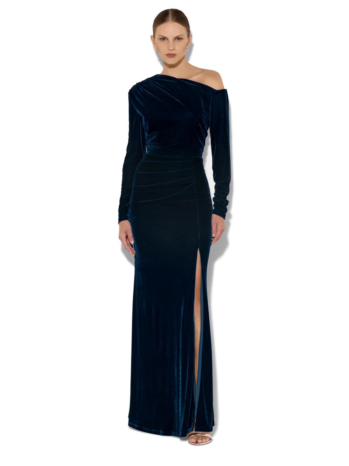Axel Petrol Velour Gown