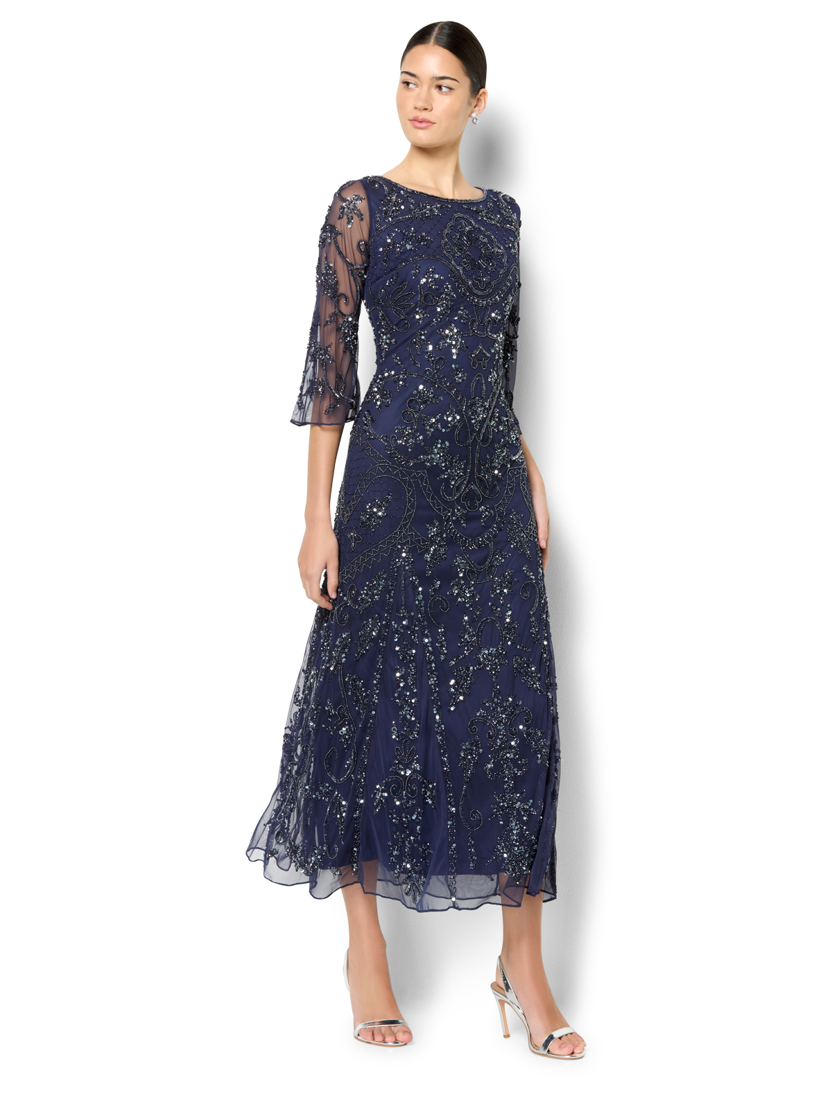 Arianna Navy Hand Beaded Dress