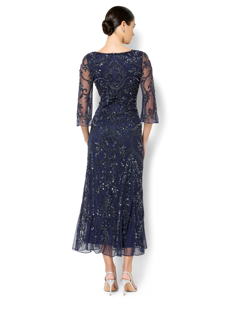 Arianna Navy Hand Beaded Dress