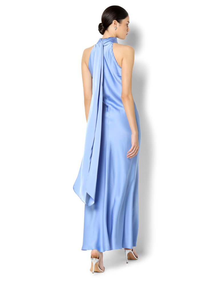 Azalea Periwinkle Satin Maxi Dress