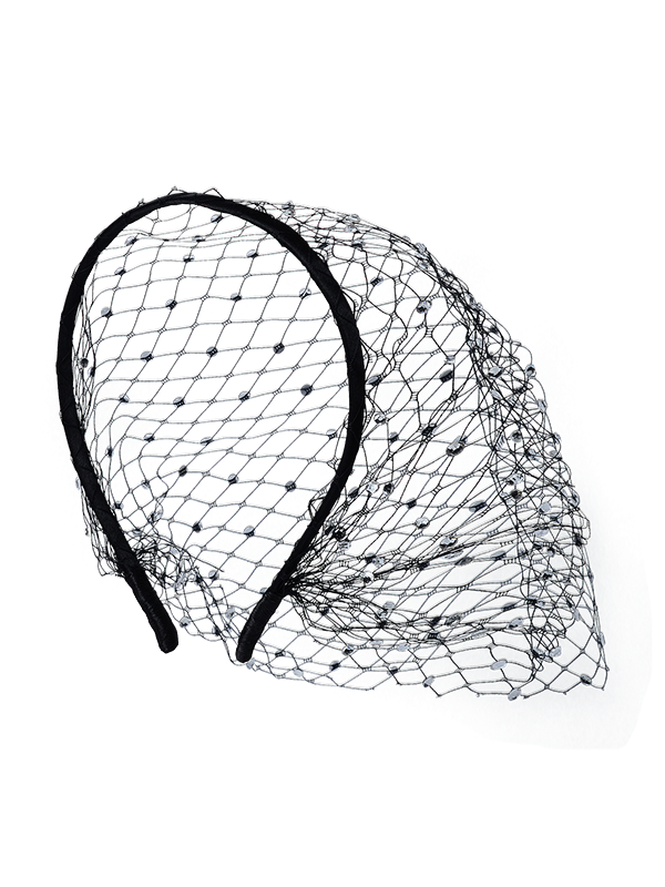 Darcey Black Diamante Netted Headpiece
