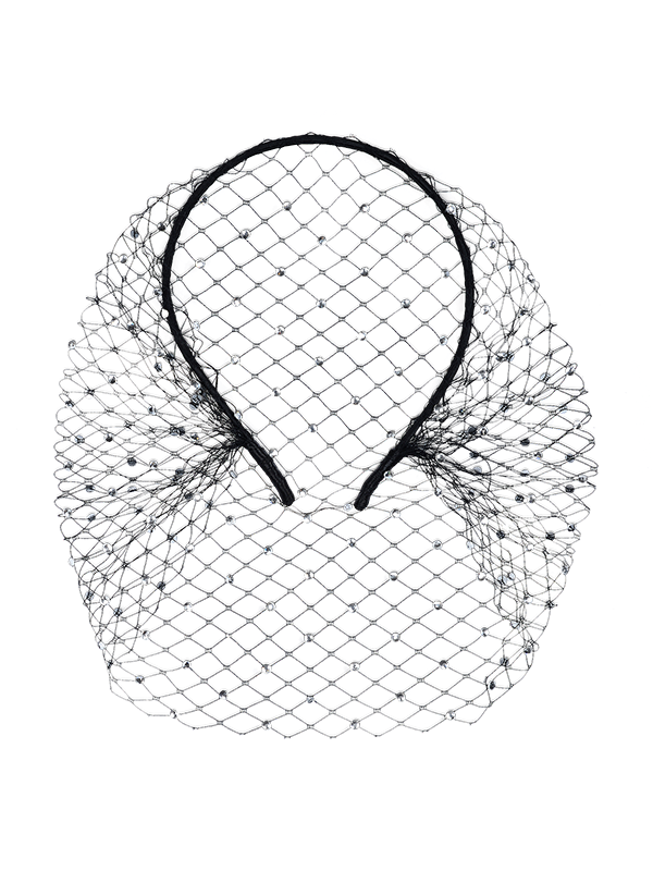 Darcey Black Diamante Netted Headpiece