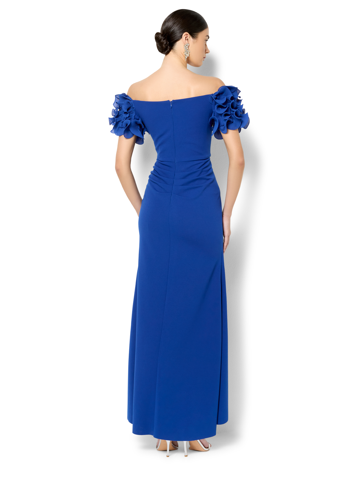 Diana Sapphire Ruffle Sleeve Gown