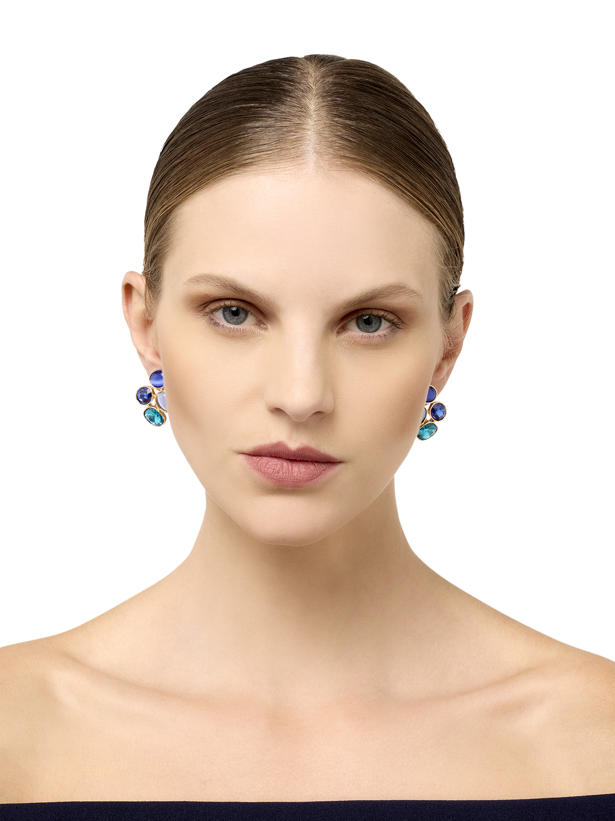 Helen Sky Blue Cluster Earrings