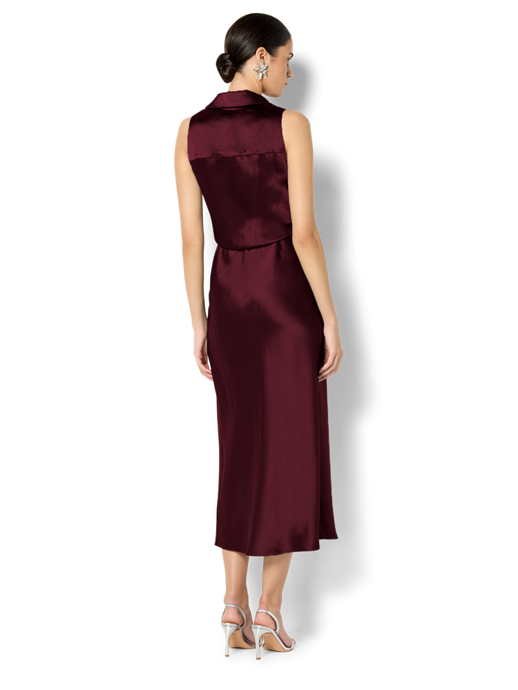 Elsie Merlot Satin Dress