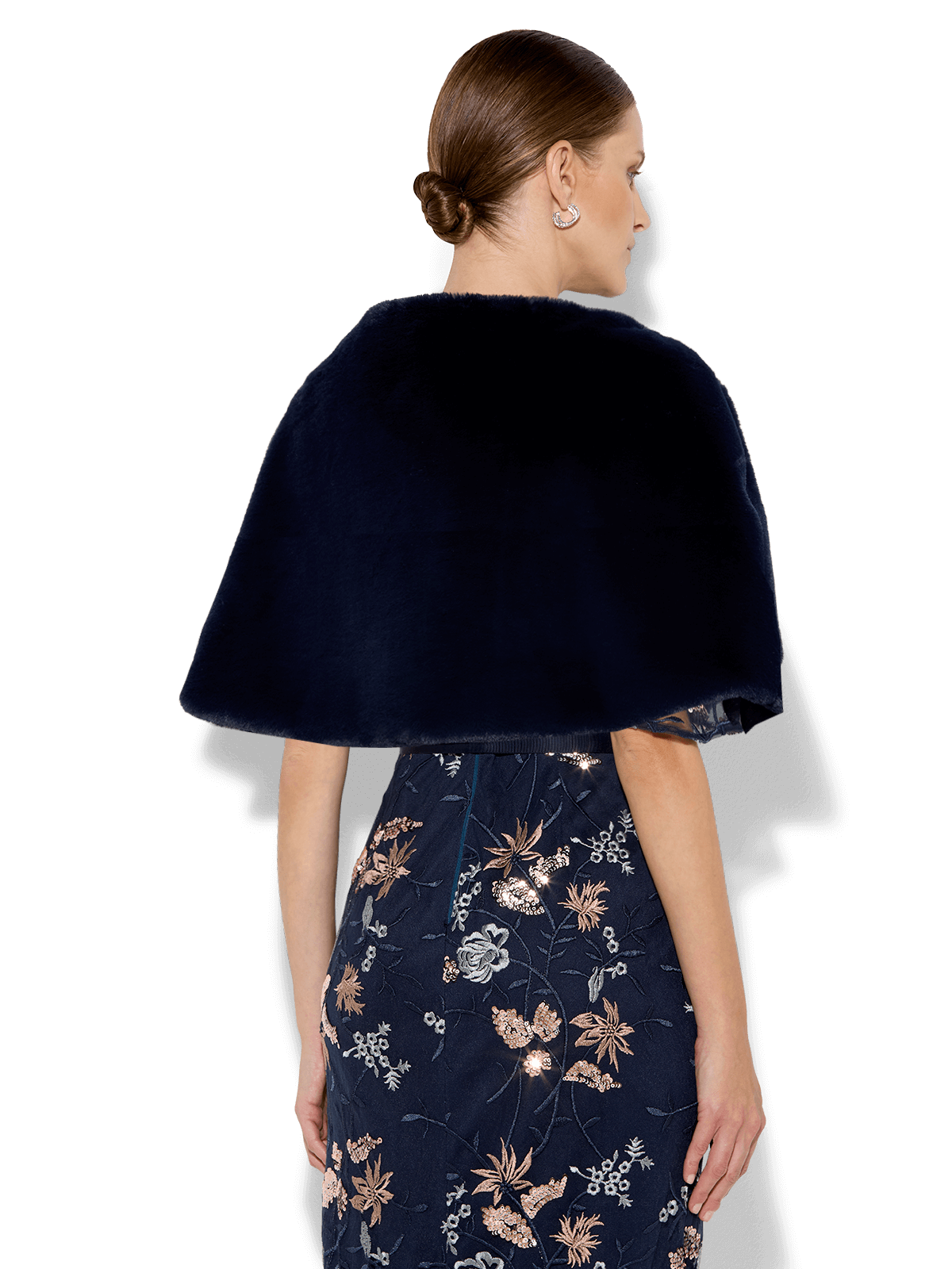 Karine Navy Faux Fur Wrap