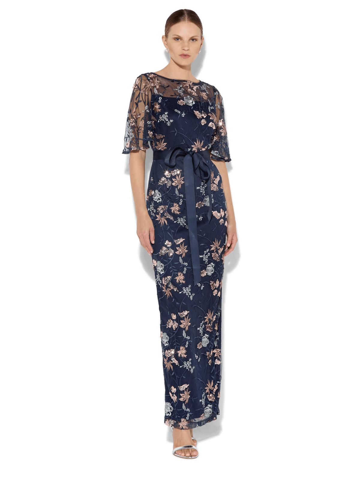 Florence Navy Embroidered Gown