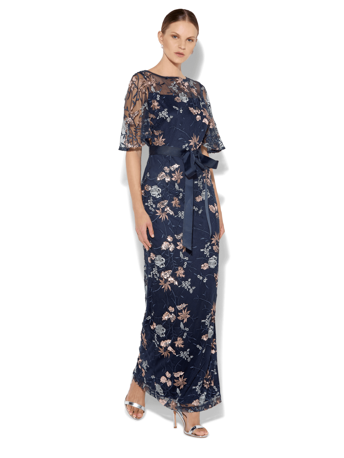 Florence Navy Embroidered Gown