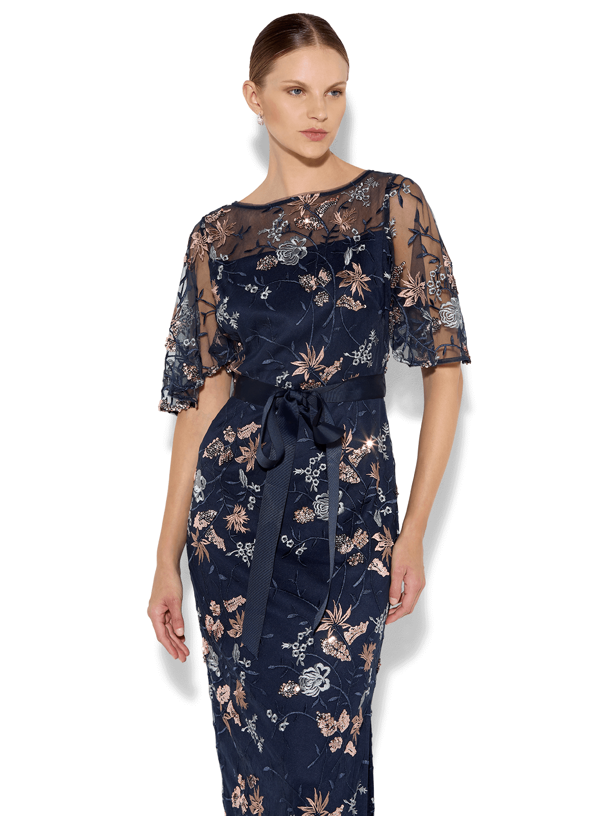 Florence Navy Embroidered Gown
