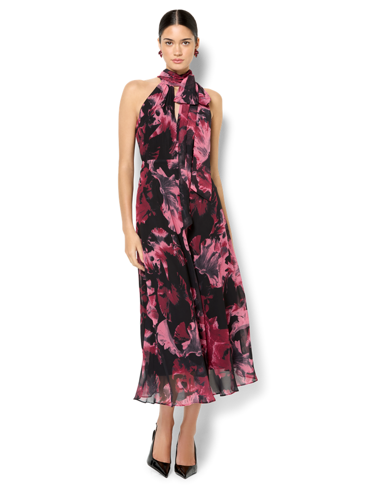 Imogen Merlot Floral Midi Dress