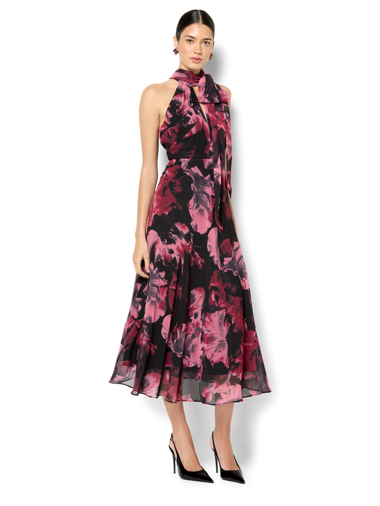 Imogen Merlot Floral Midi Dress