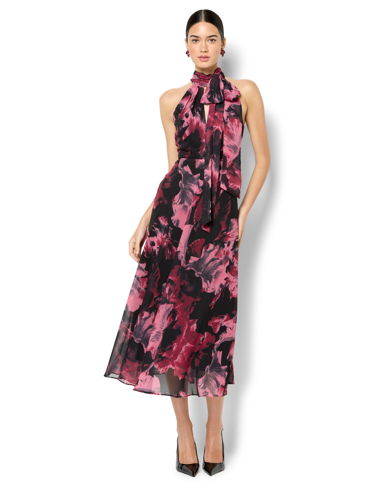 Imogen Merlot Floral Midi Dress