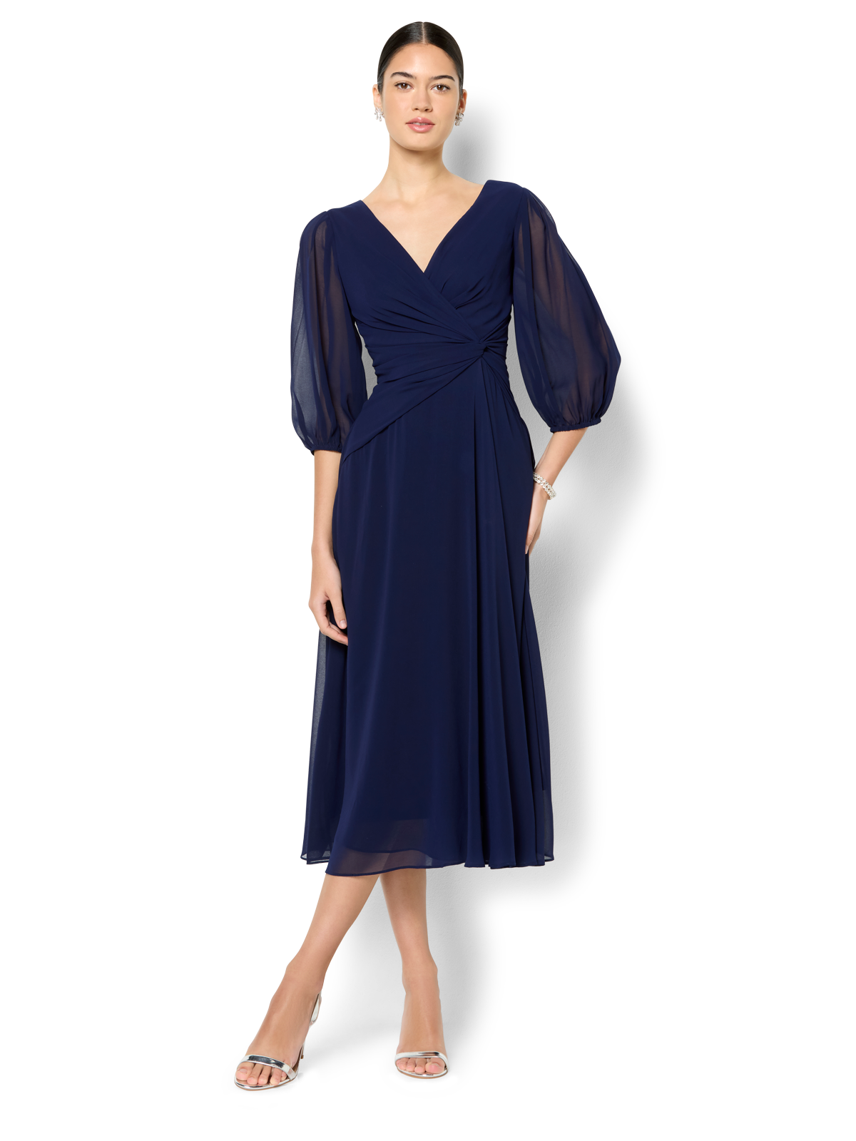 Jones Navy Chiffon Dress