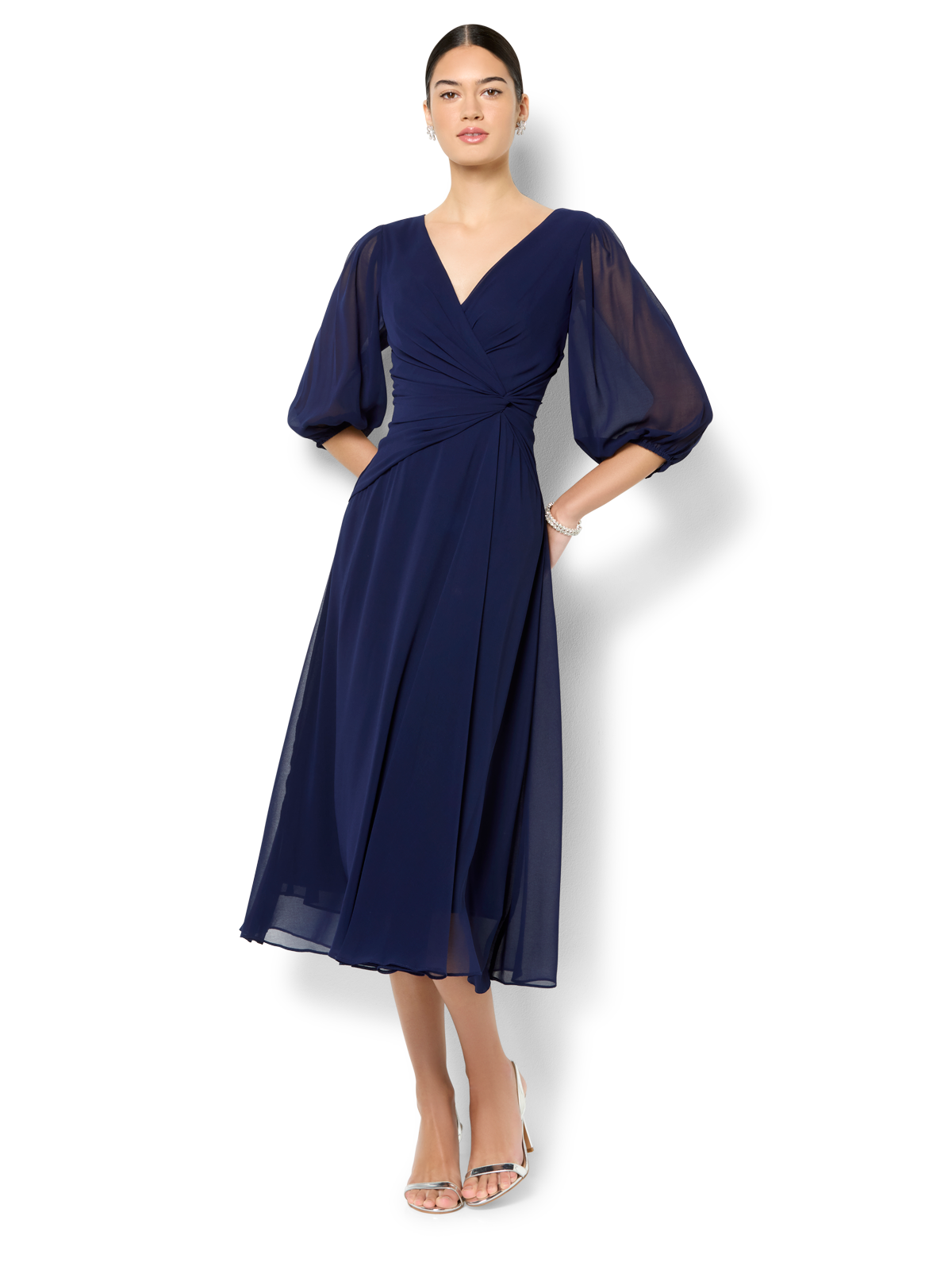 Jones Navy Chiffon Dress