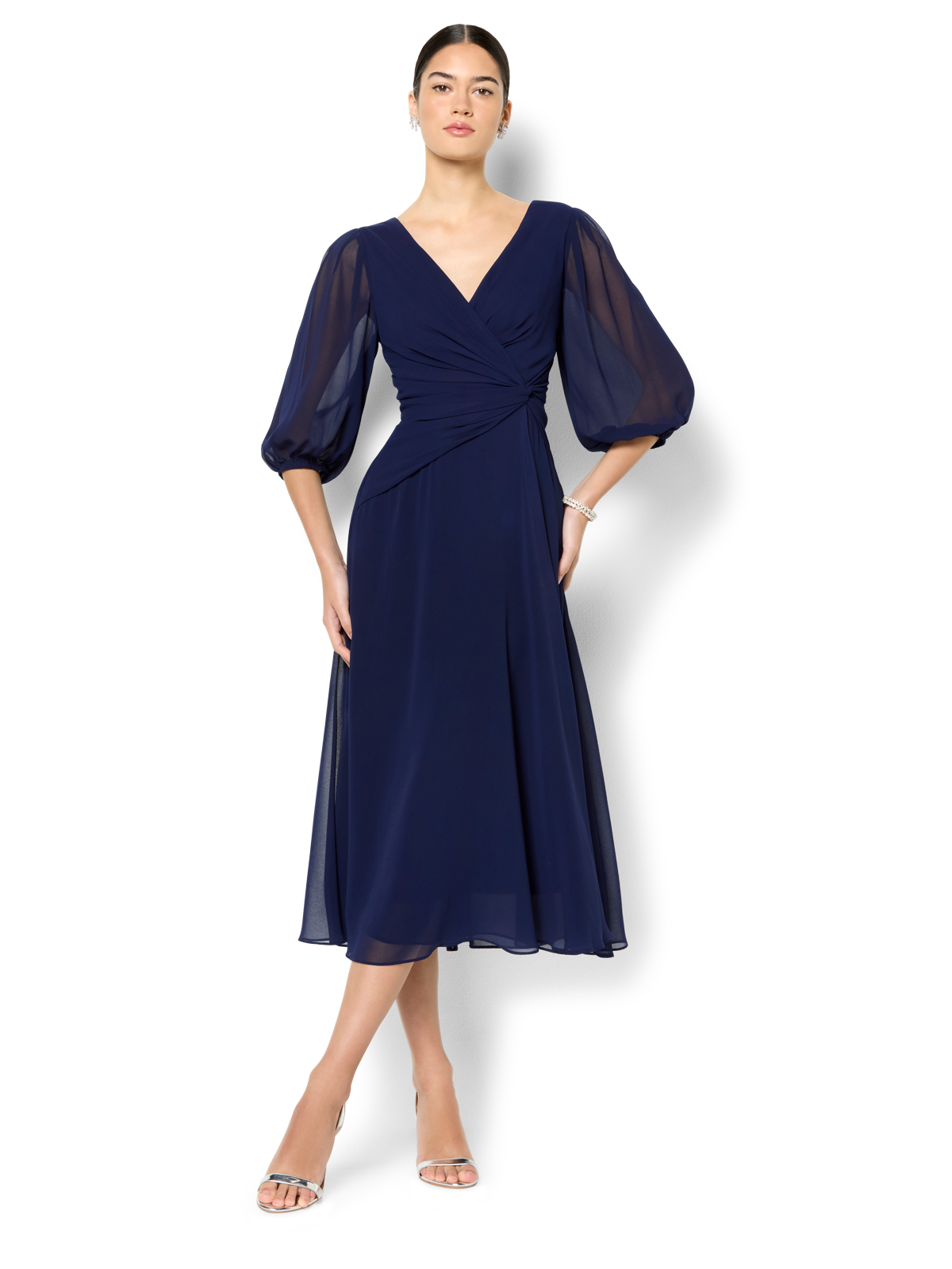 Jones Navy Chiffon Dress