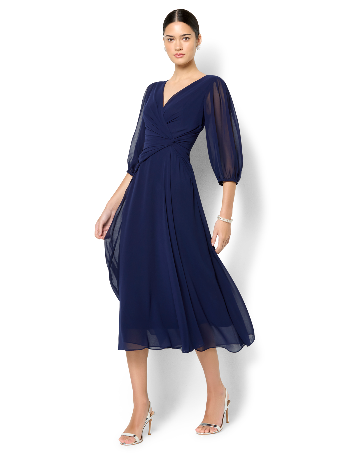 Jones Navy Chiffon Dress
