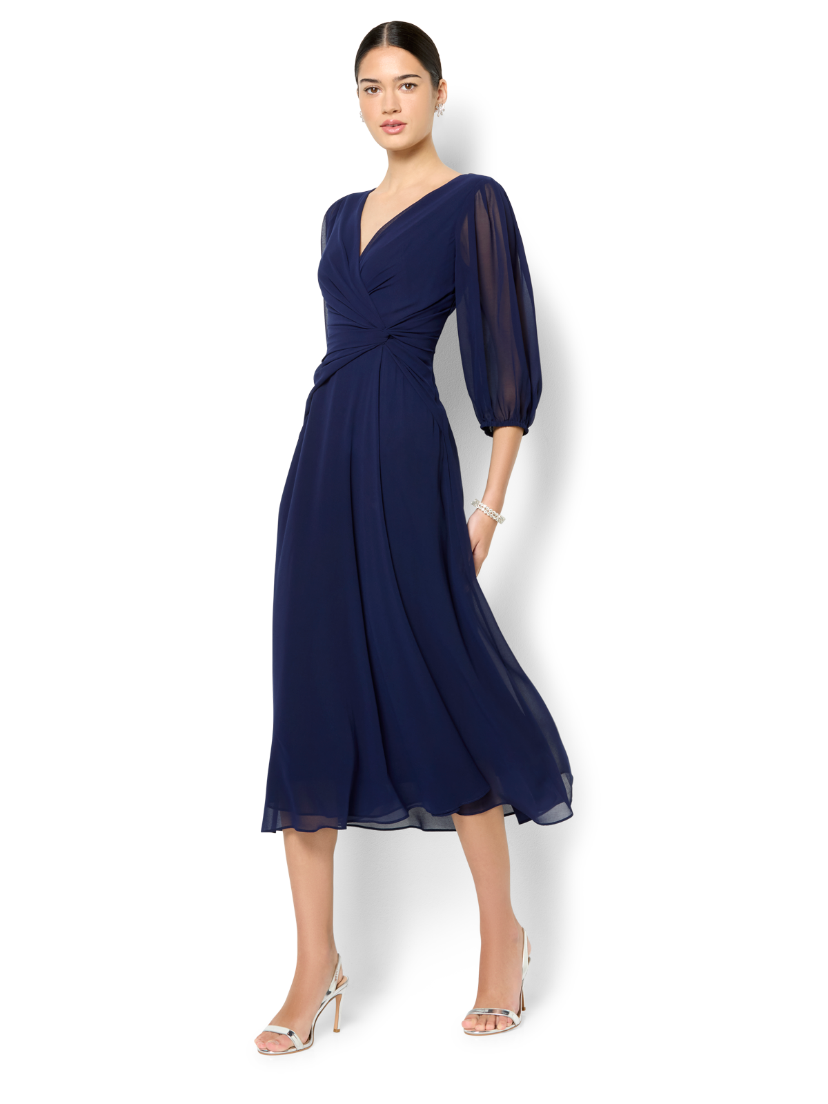 Jones Navy Chiffon Dress
