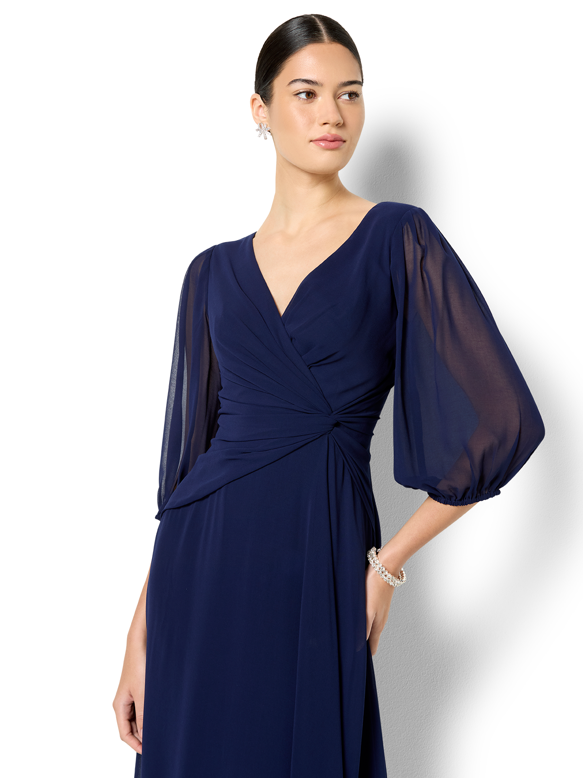 Jones Navy Chiffon Dress