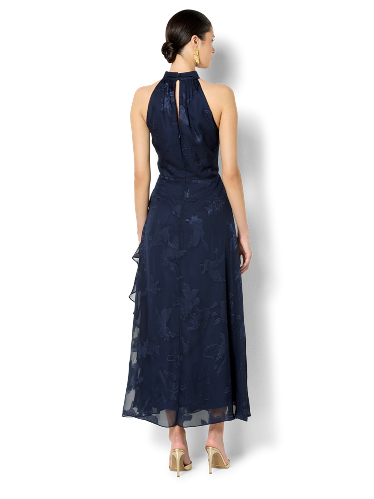 Kailey Navy Ruffle Halter Dress