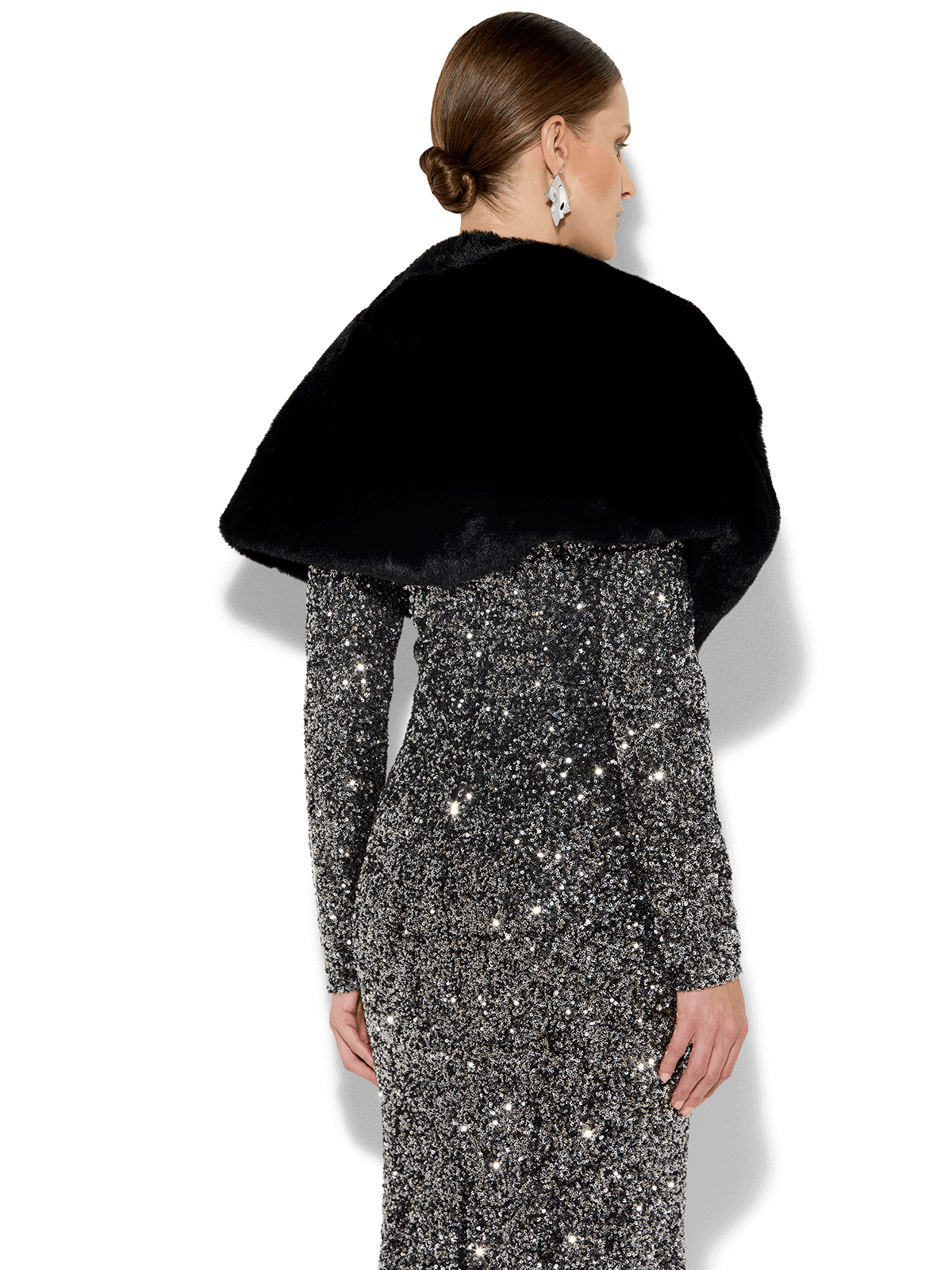 Karine Black Faux Fur Shawl