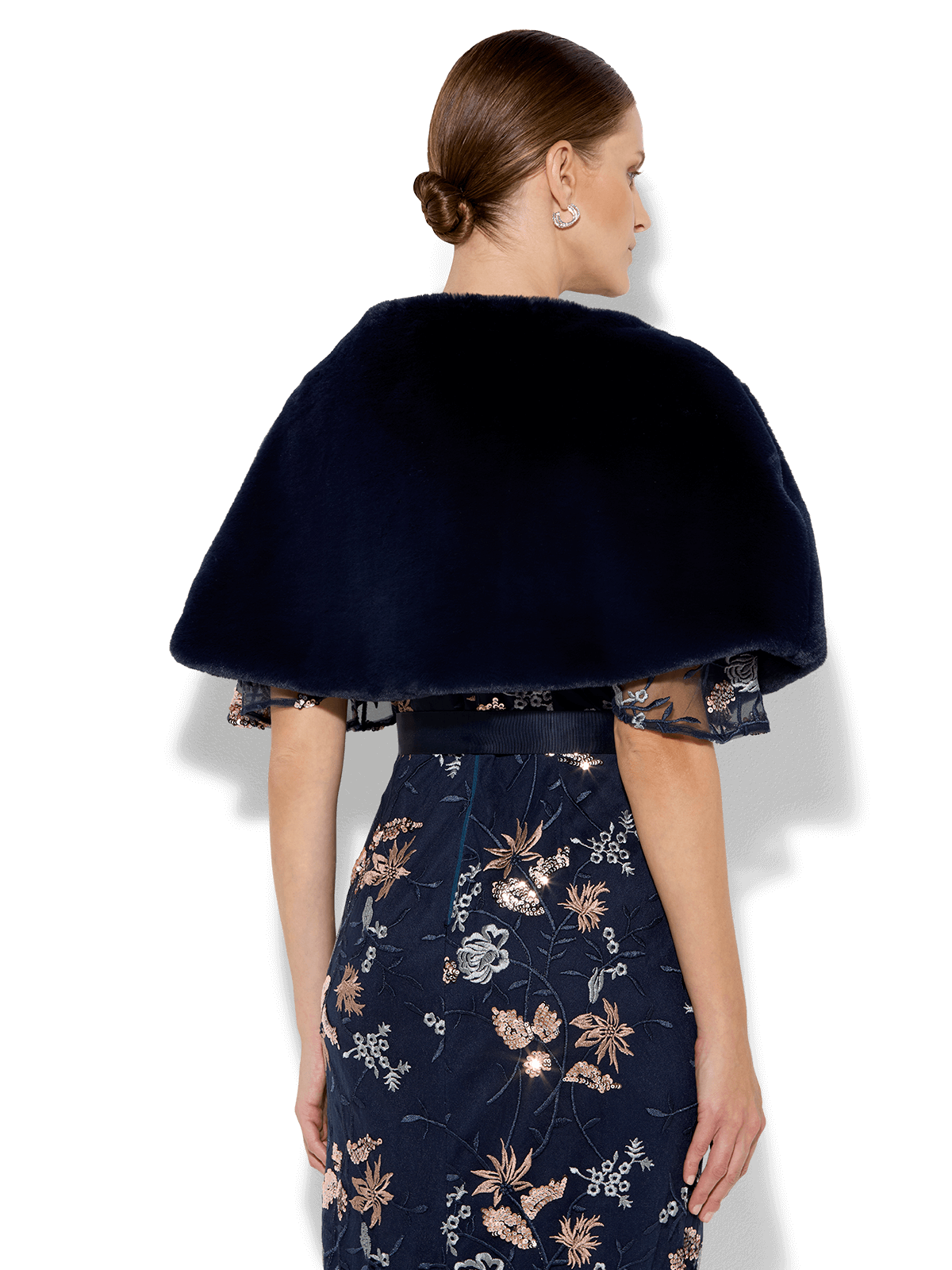 Karine Navy Faux Fur Wrap
