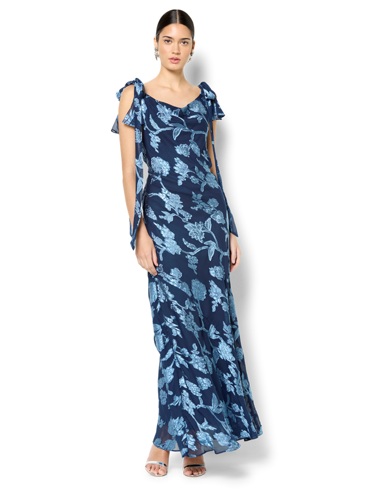 Kavari Navy Sky Midi Dress