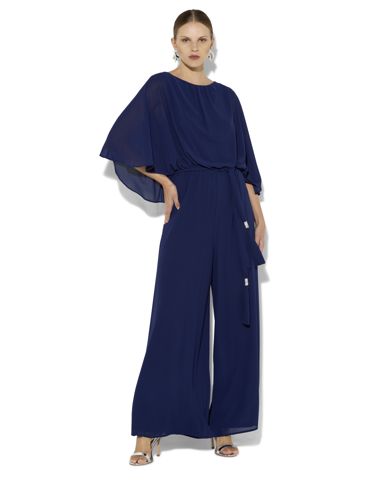 Lucien Navy Chiffon Jumpsuit Montique Clothing