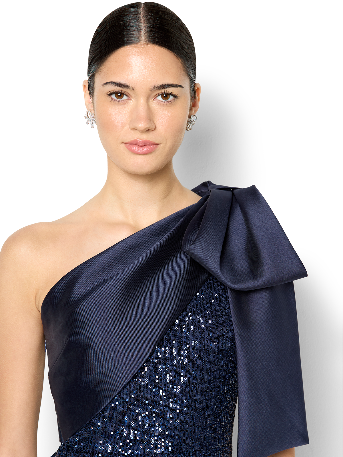 Lennon Navy Sequin One Shoulder Gown