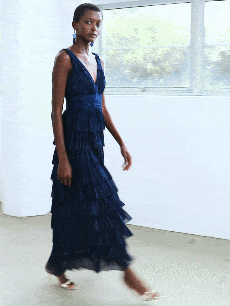 Monroe Navy Metallic Gown - Montique Clothing Monroe Navy Metallic Gown - Montique Clothing