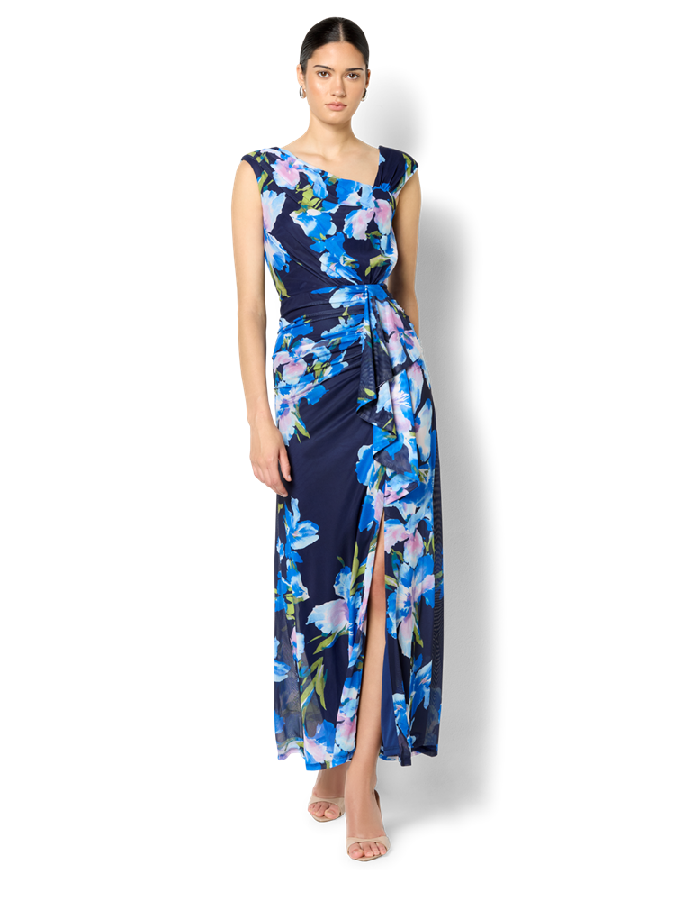 Marlie Navy Floral Print Mesh Dress
