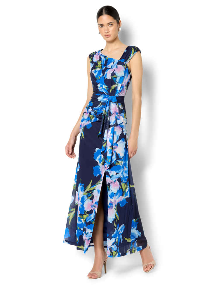 Marlie Navy Floral Print Mesh Dress