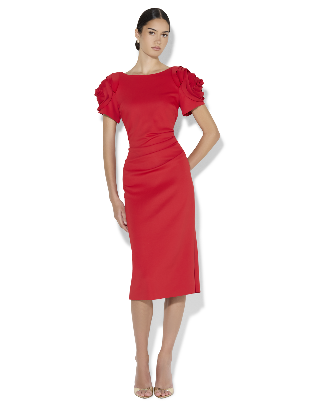 Monelli Red Rosette Sleeve Dress