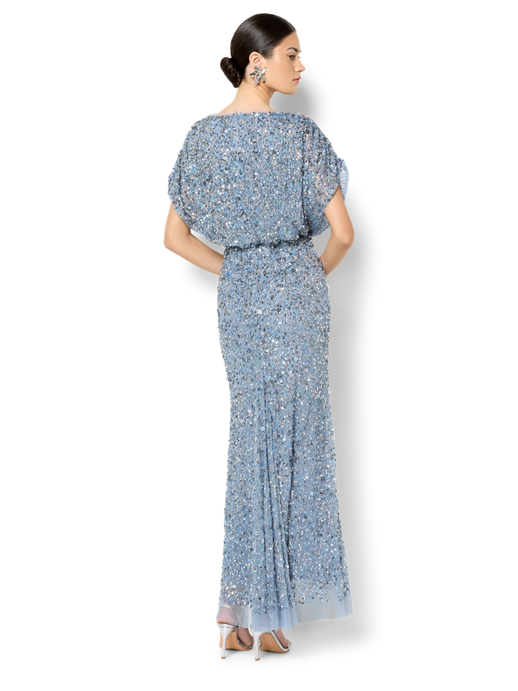 Natasha Sky Blue Hand Beaded Gown