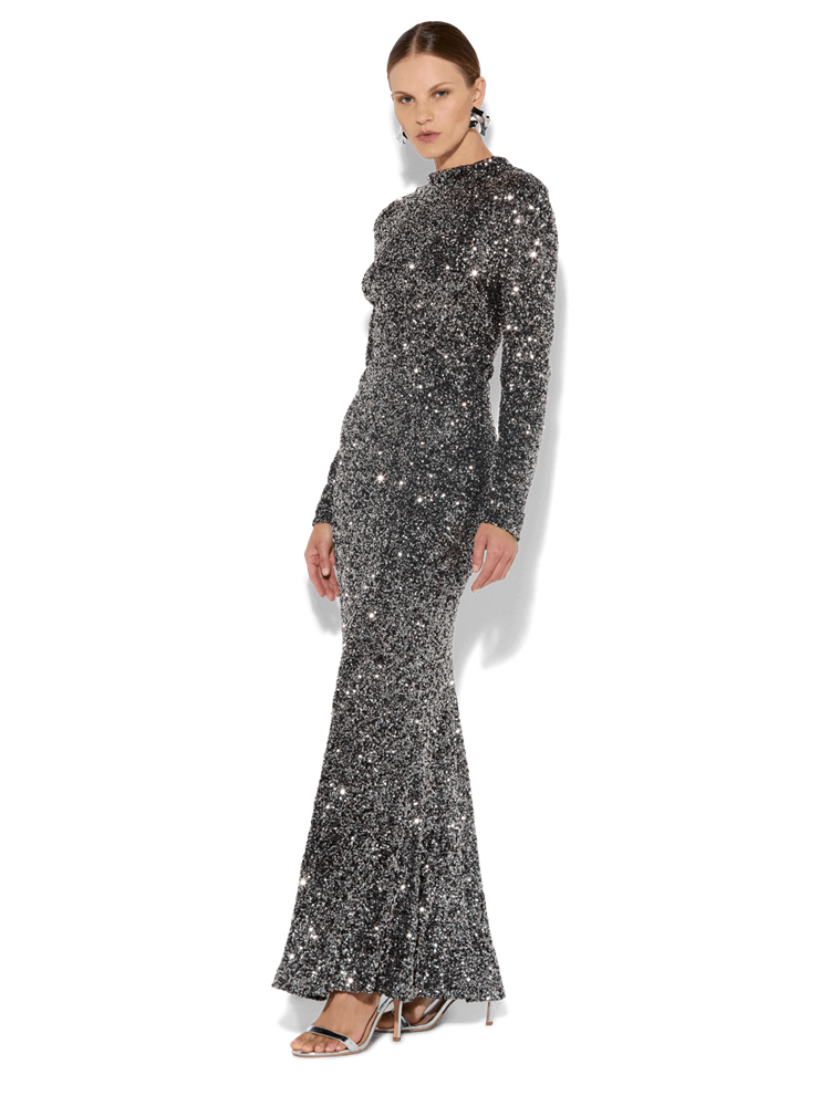 Rapture Gunmetal Sequin Gown