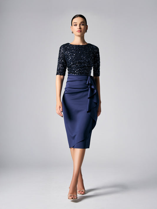 Reeva Navy Sequin Cocktail Dress