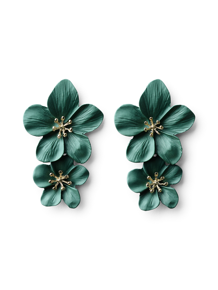 Freya Emerald Floral Earrings