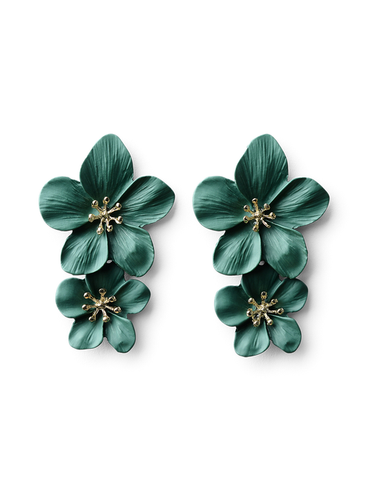 Freya Emerald Floral Earrings