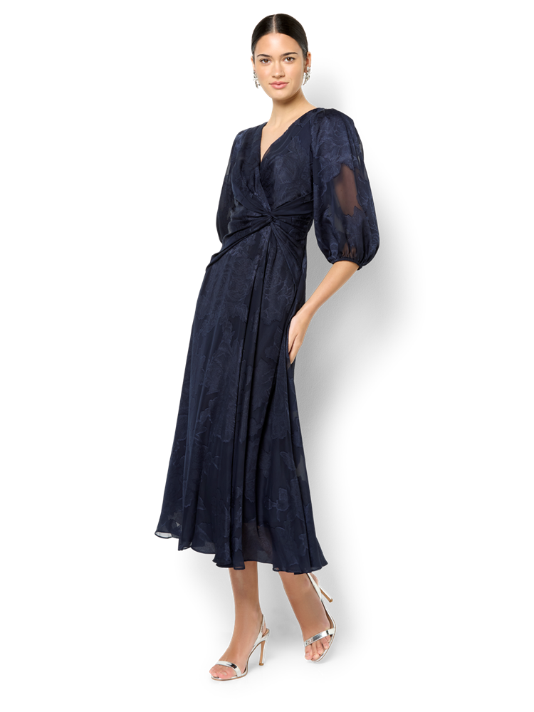 Saige Navy Floral Wrap Dress
