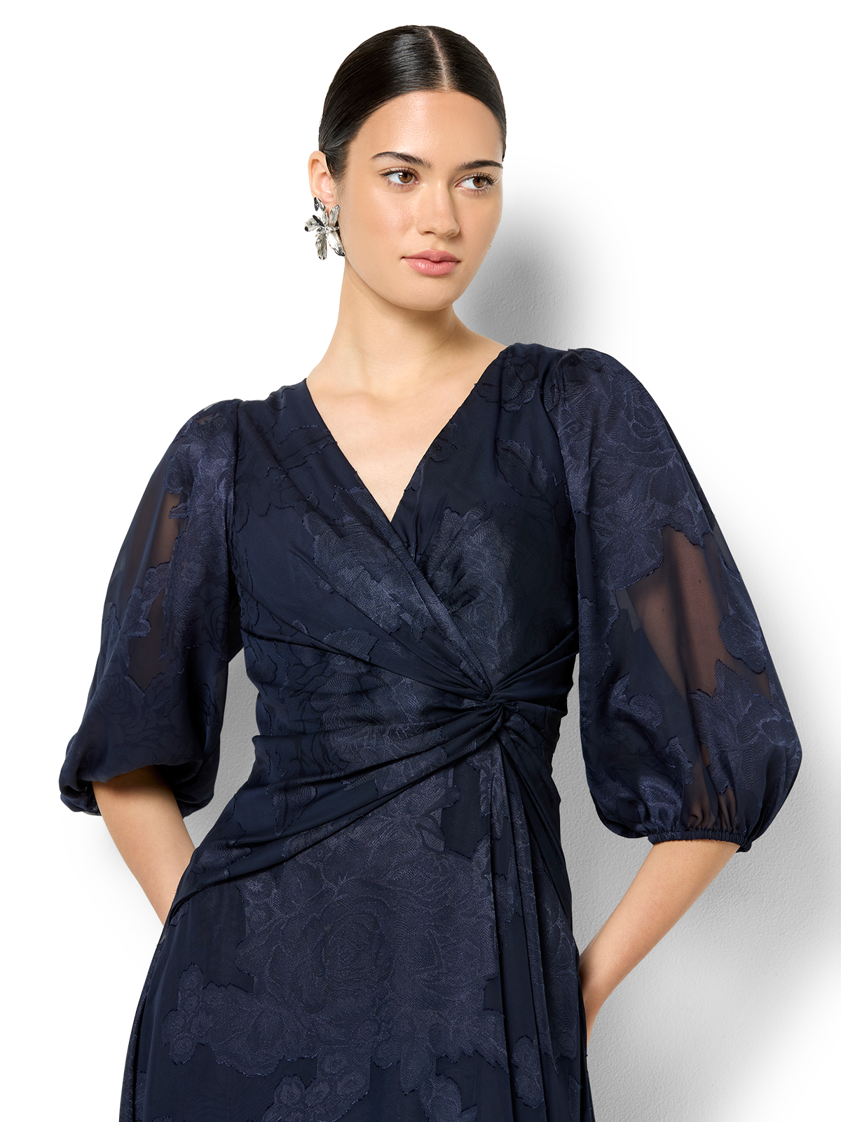 Saige Navy Floral Wrap Dress