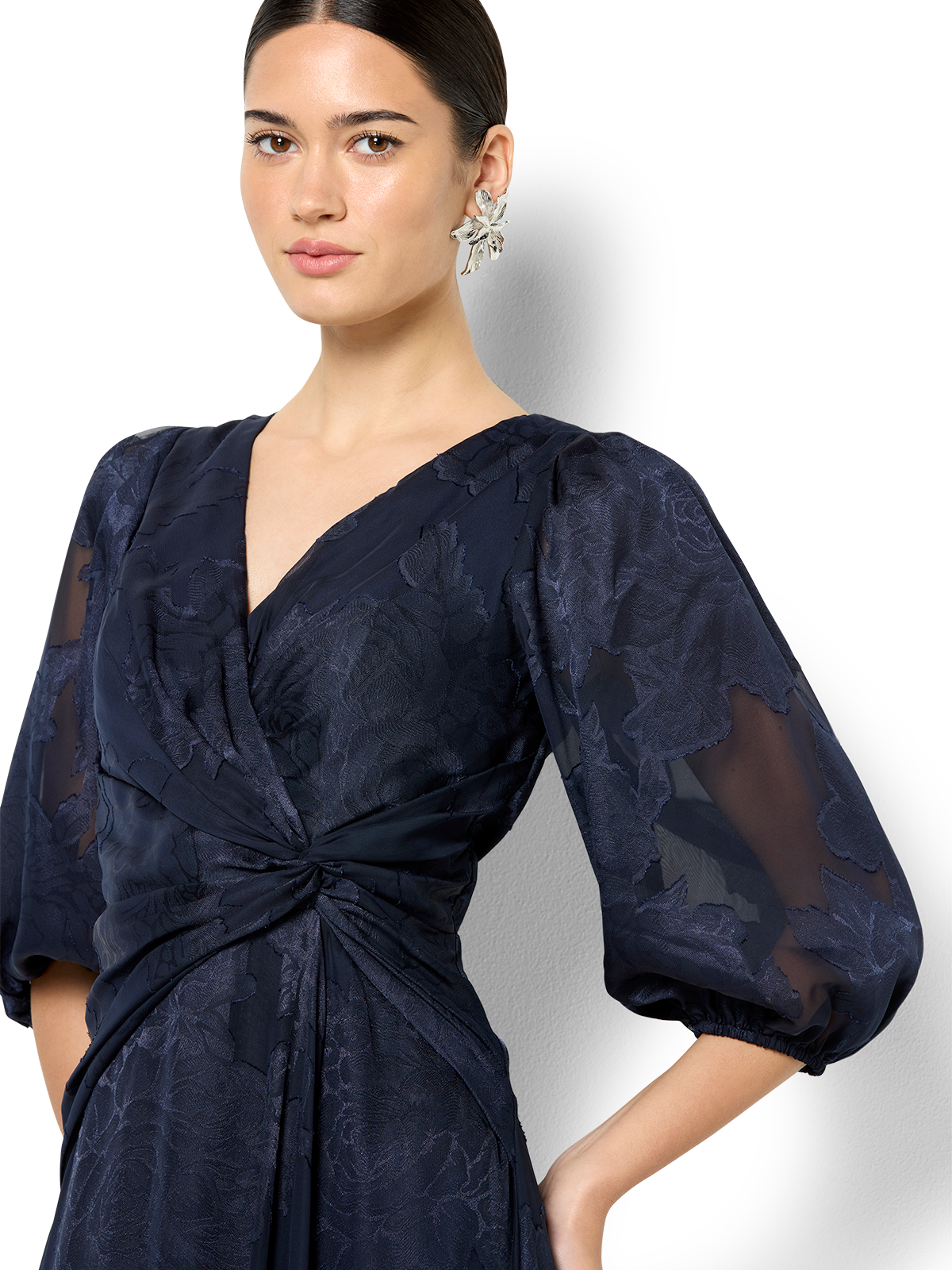 Saige Navy Floral Wrap Dress