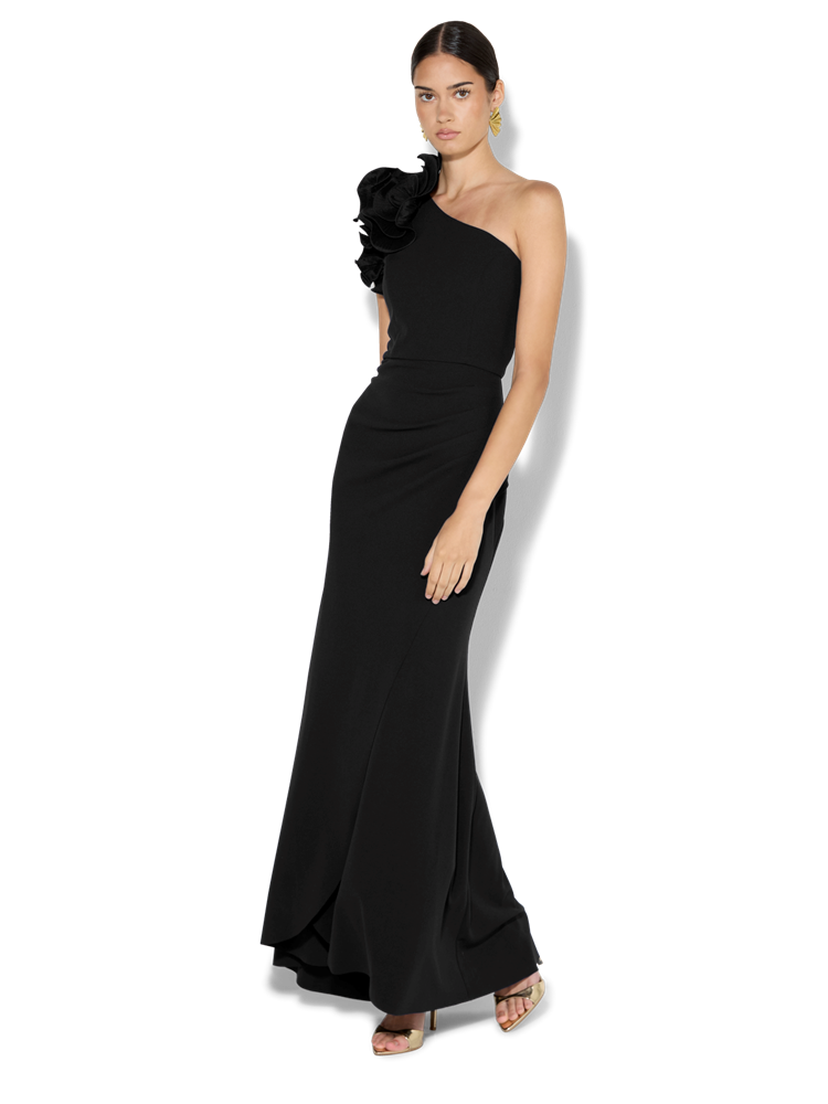 Sandro Black One Shoulder Gown
