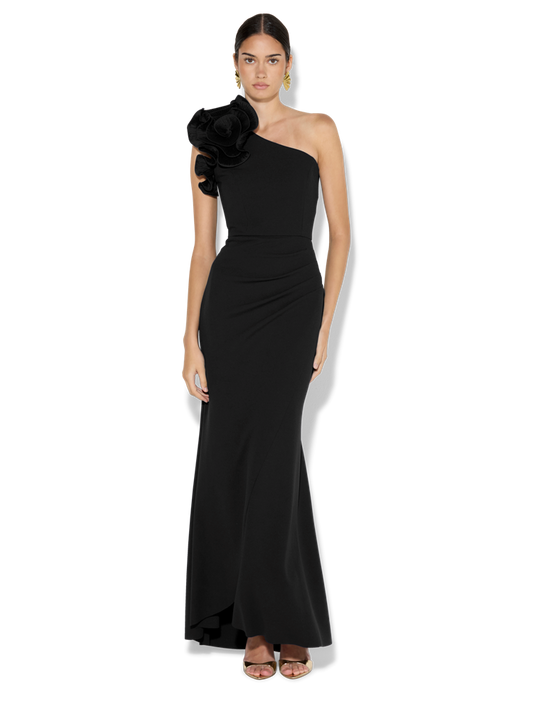 Sandro Black One Shoulder Gown