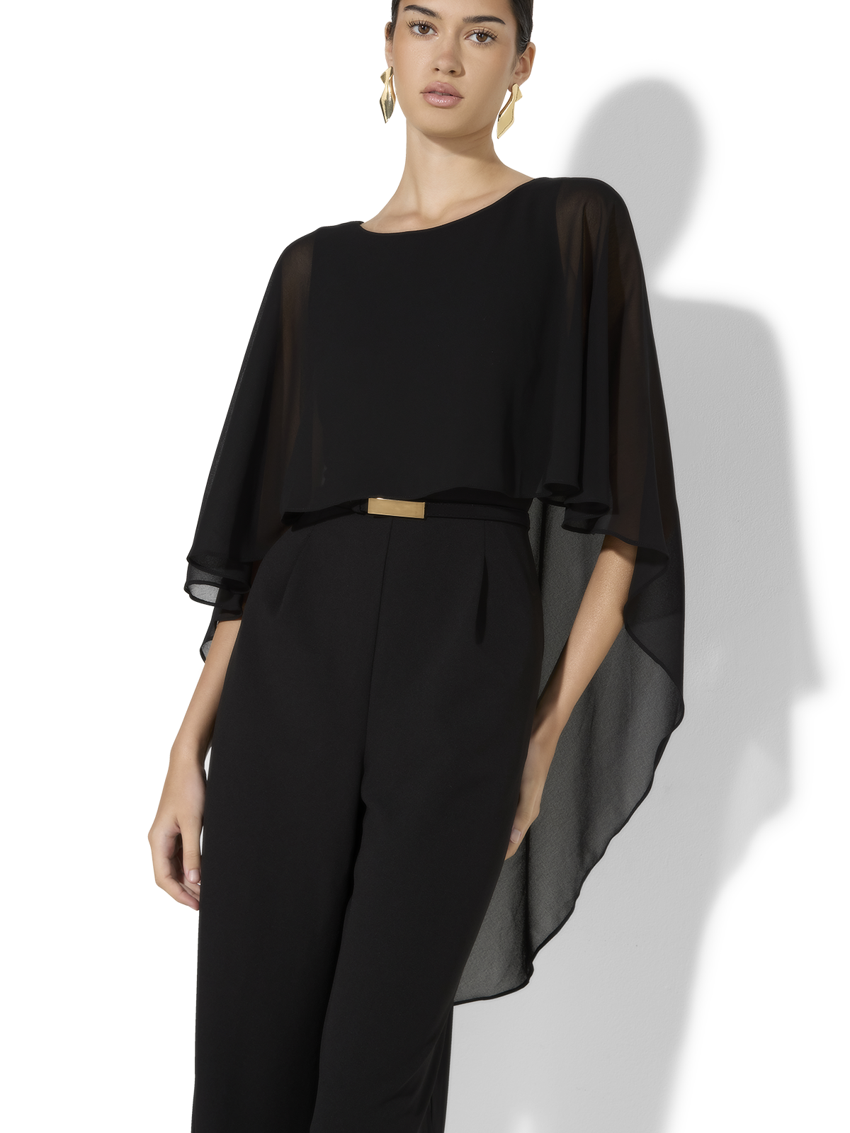 Sia Black Chiffon Overlay Jumpsuit