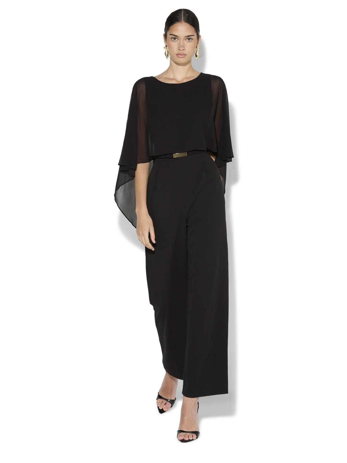 Sia Black Chiffon Overlay Jumpsuit