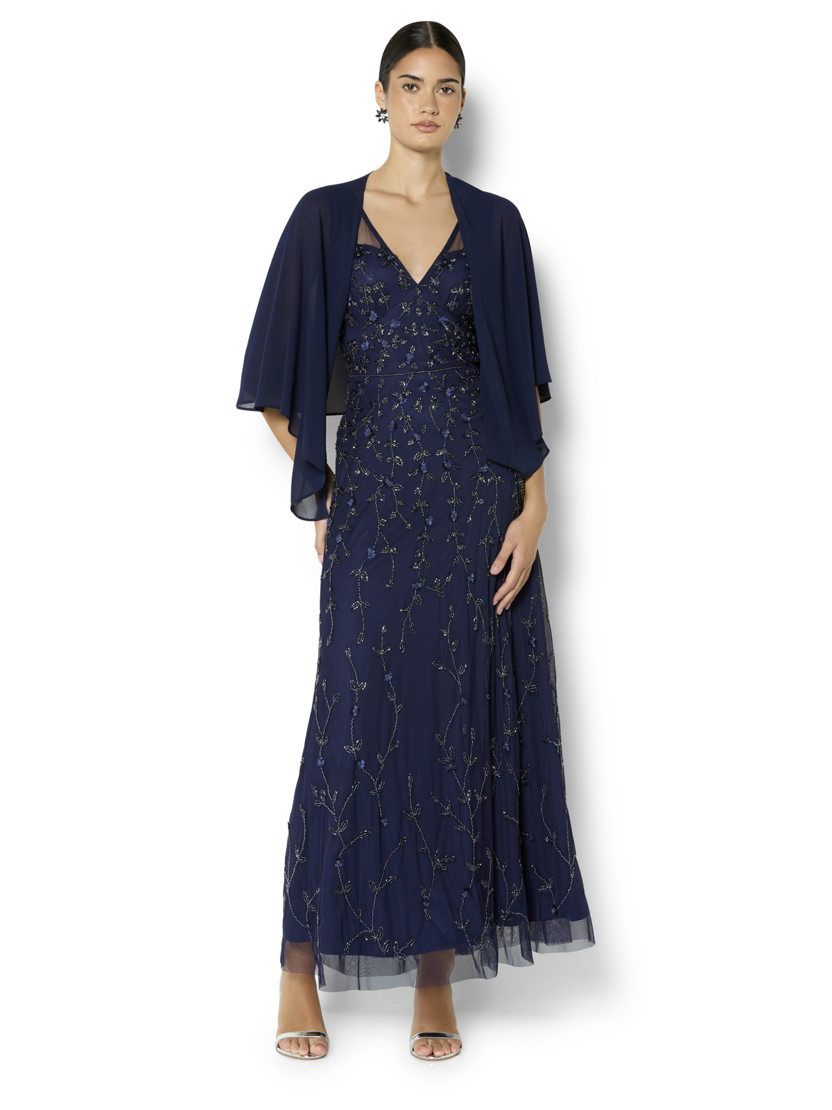 Twiggy Navy Chiffon Wrap - Montique Clothing