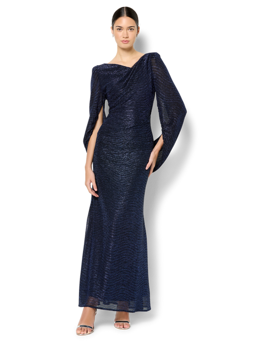 Vivian Navy Metallic Gown
