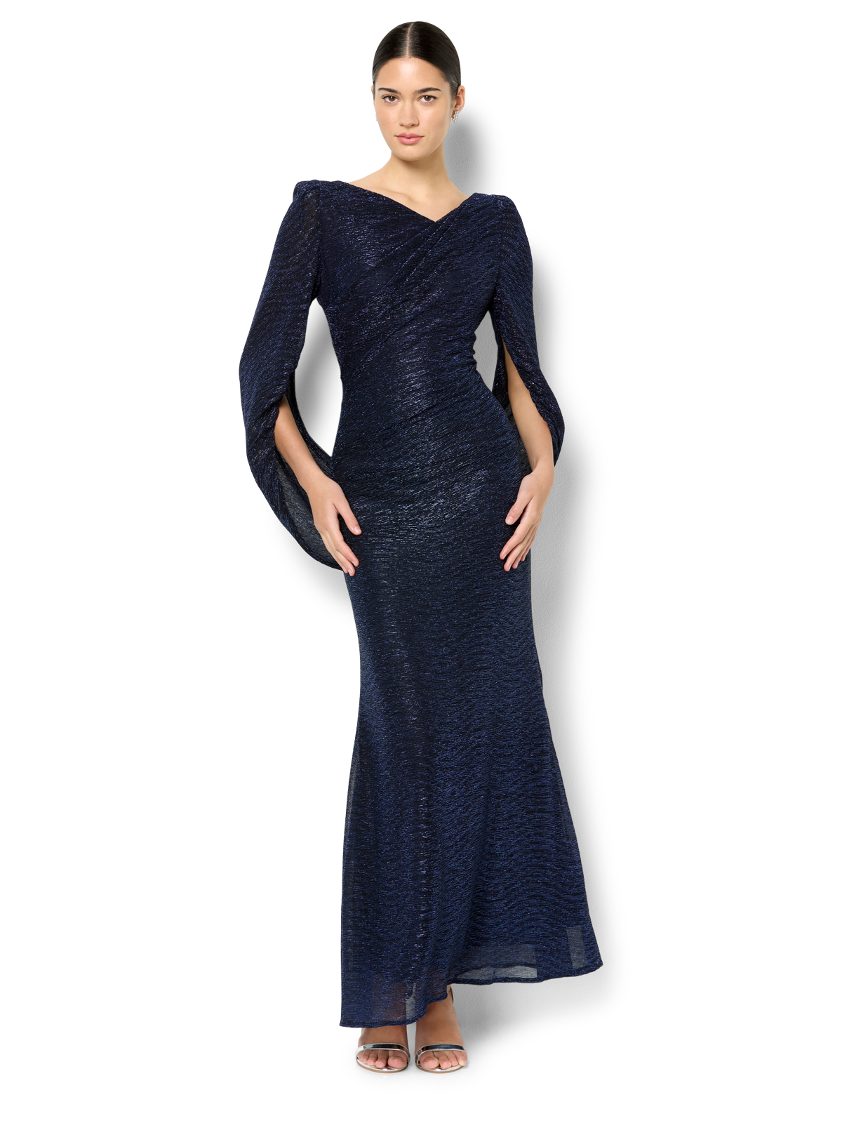 Vivian Navy Metallic Gown